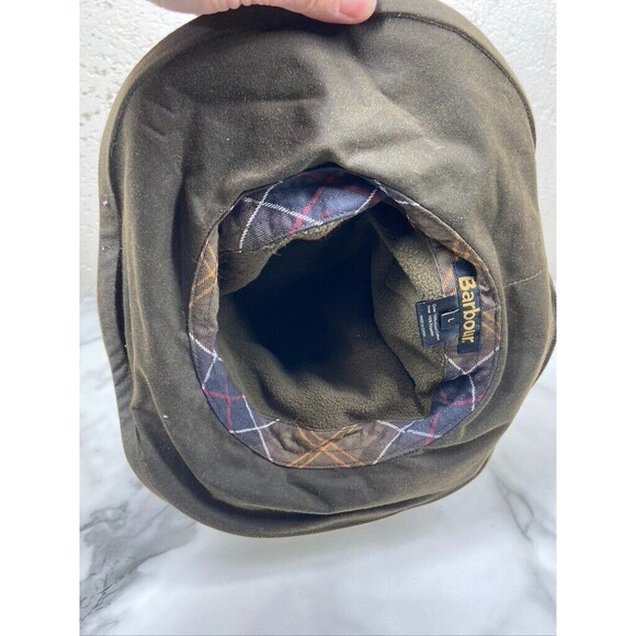 BARBOUR WOMENS WAXED COTTON BROWN LARGE W/ FLOWER HAT - Picture 4 of 5